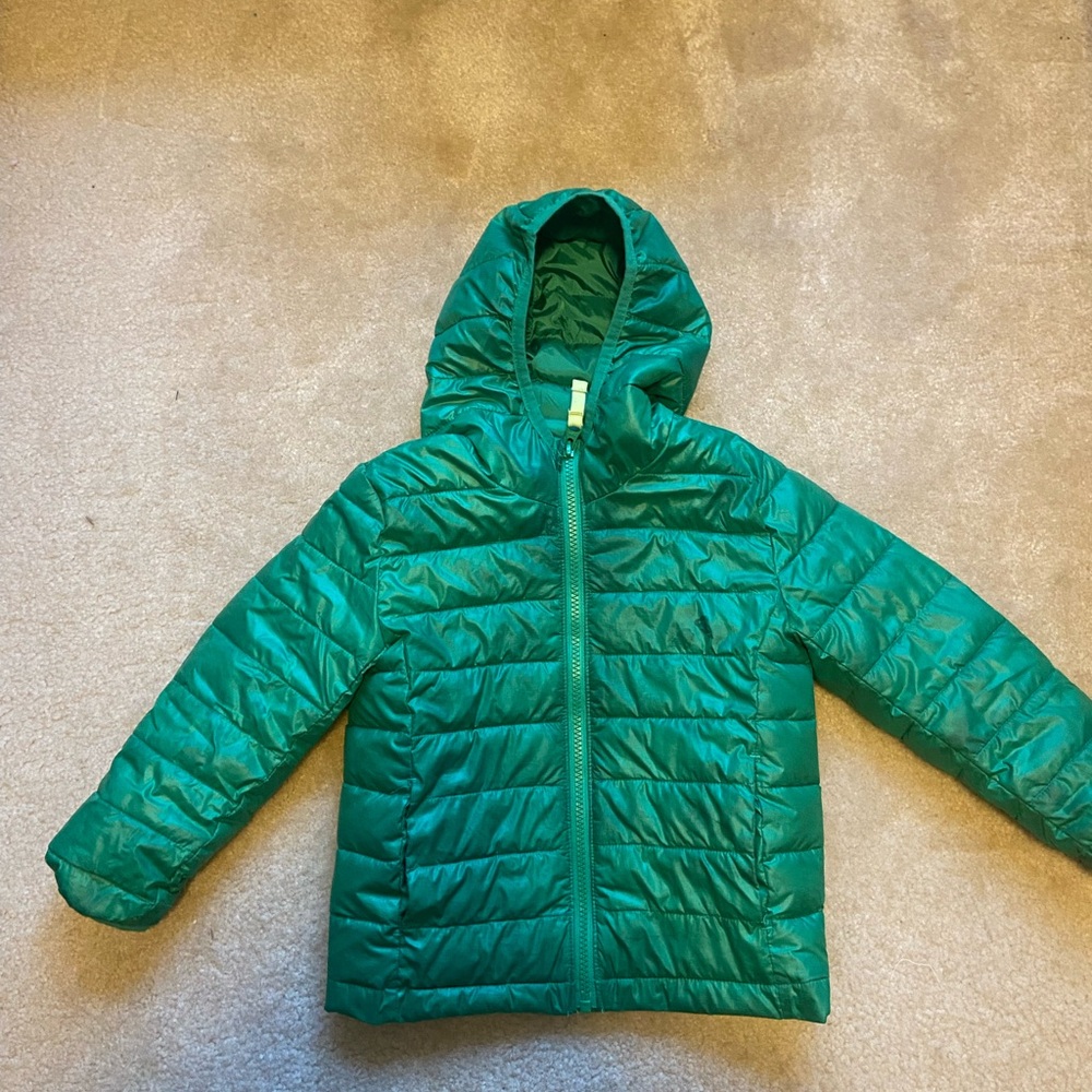 Primary Green Hooded Puffer Jacket